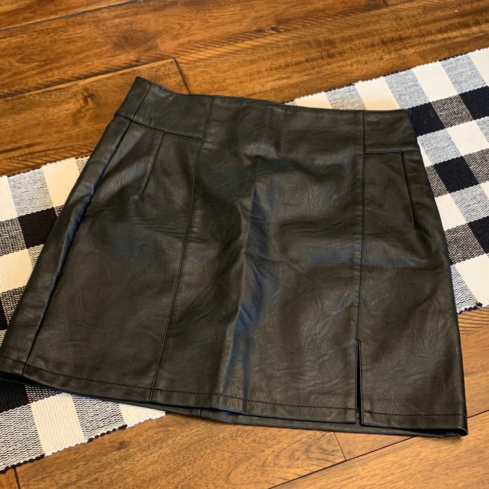 Topshop Black pleather mini skirt